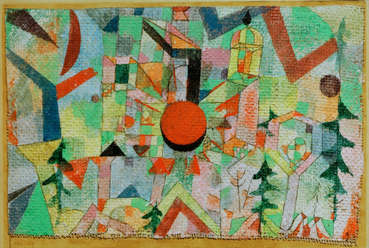 Hrad se zapadajícím sluncem od Paul Klee
