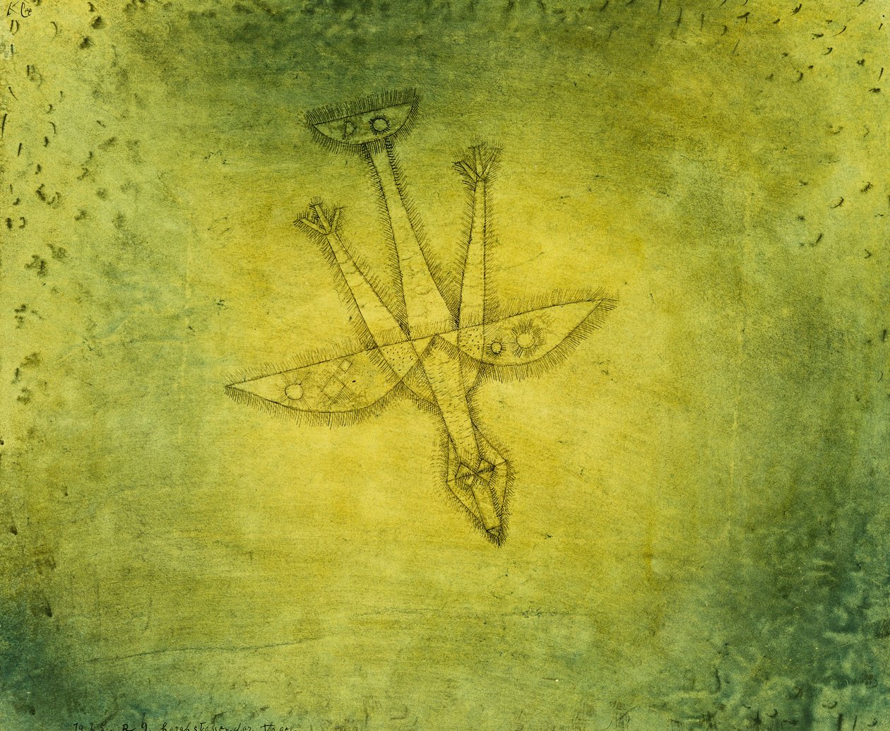 Down the More Troubling Bird; Herabstossender Vogel od Paul Klee