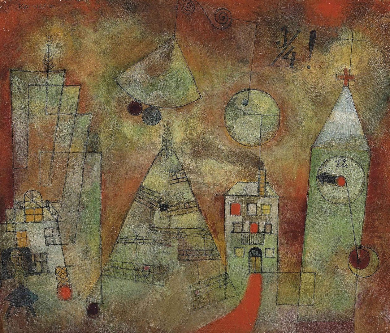 Osudová hodina ve čtvrt na dvanáct Schicksalstunde um Dreiviertel Zwölf, 1922. od Paul Klee