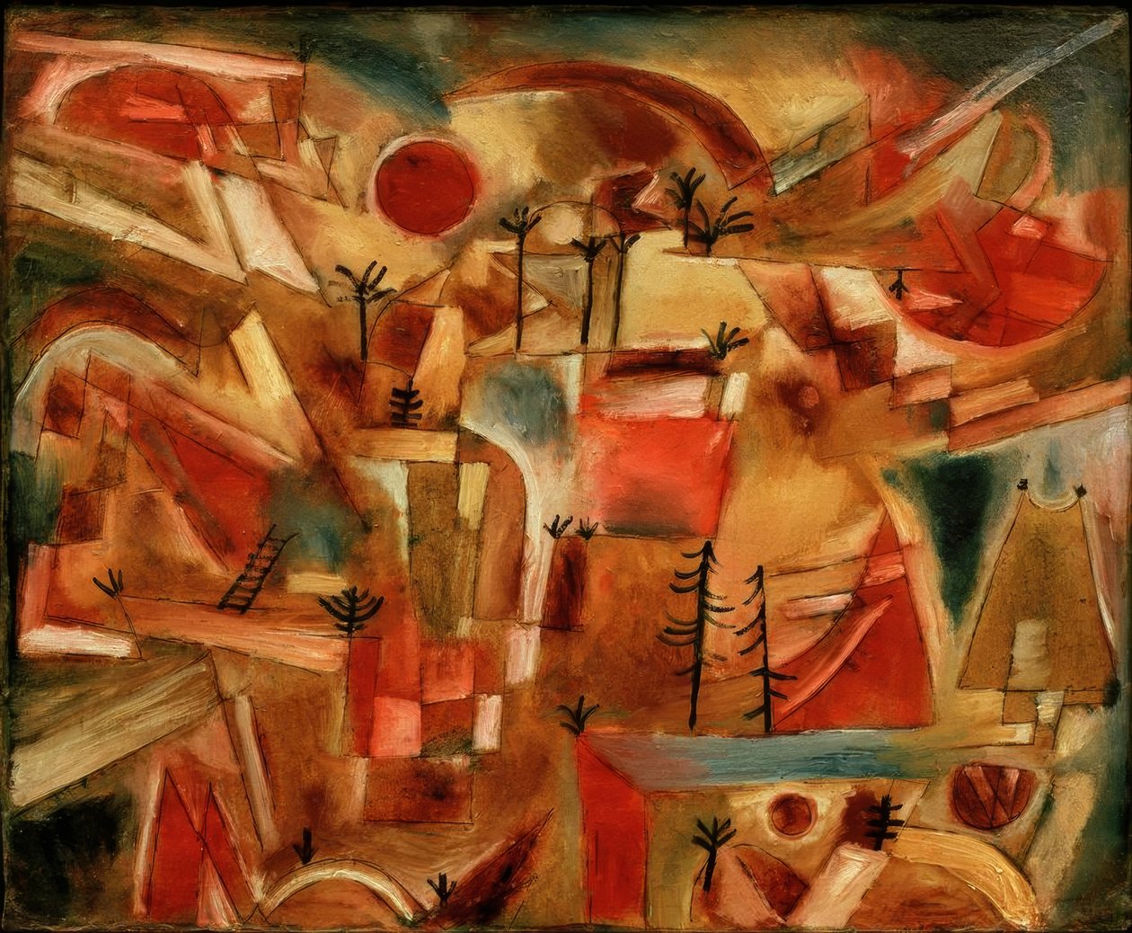 Skalnatá krajina (s palmami a jedlemi) od Paul Klee