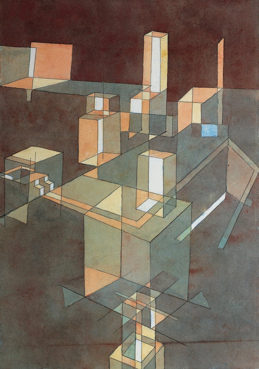 Italské město od Paula Klee (1879-1940), akvarel na papíře Ingres, 34x23 cm od Paul Klee