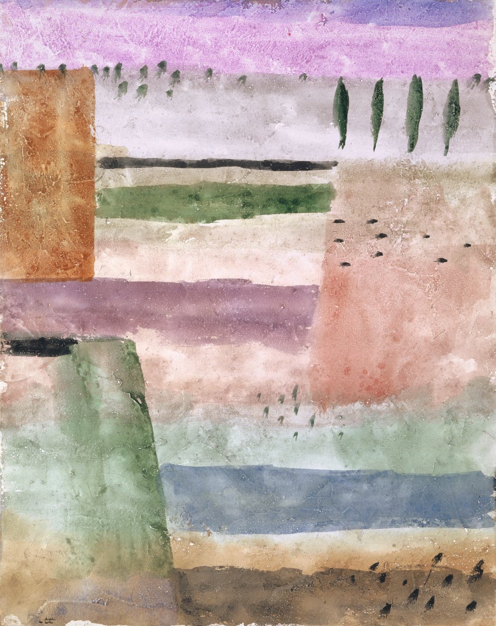 Krajina s topoly, 1929. od Paul Klee