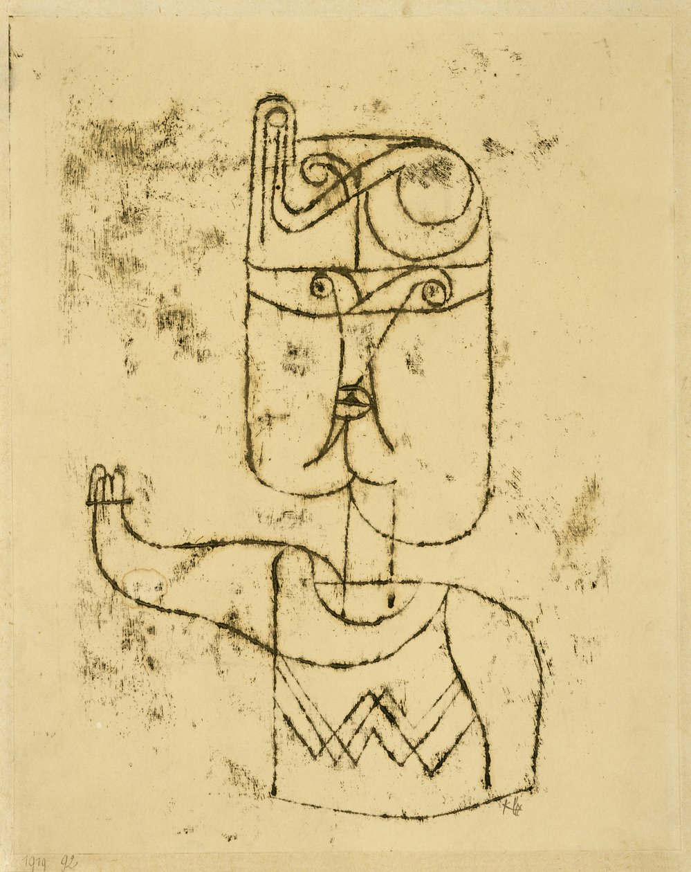 Matematický obrázek. 1919 (olejová kresba na papíře, nalepená na kartonu) od Paul Klee