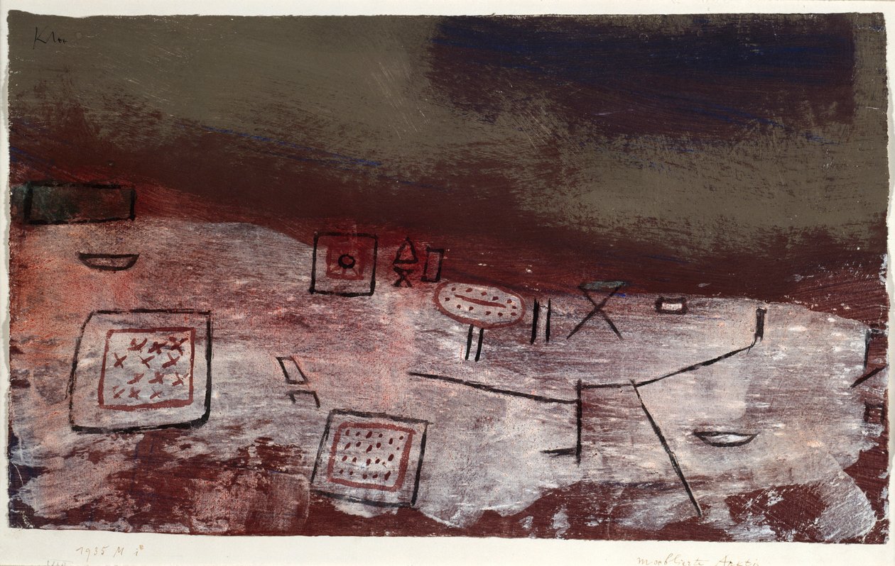 Moeblierte Arktis (arktický nábytek). 1935 (tempera na papíře) od Paul Klee