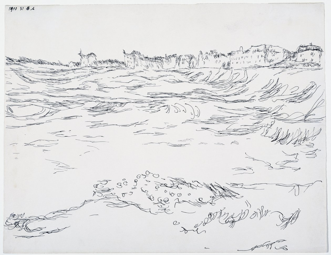 Munich Bay, Military Dugouts, na pozadí prvních domů v Milbertshofenu od Paul Klee