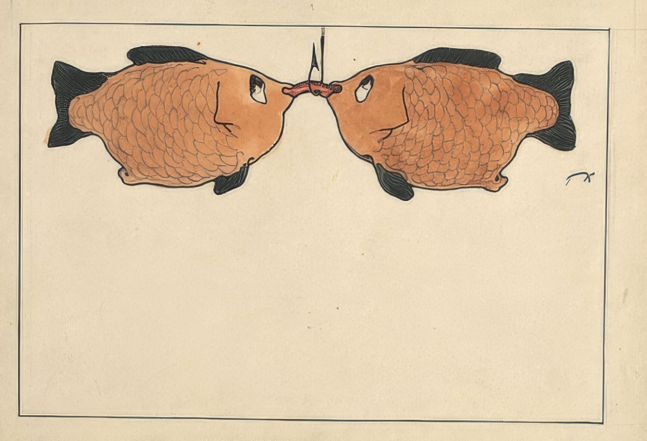 Bez názvu (dvě ryby, háček, červ). 1901 od Paul Klee