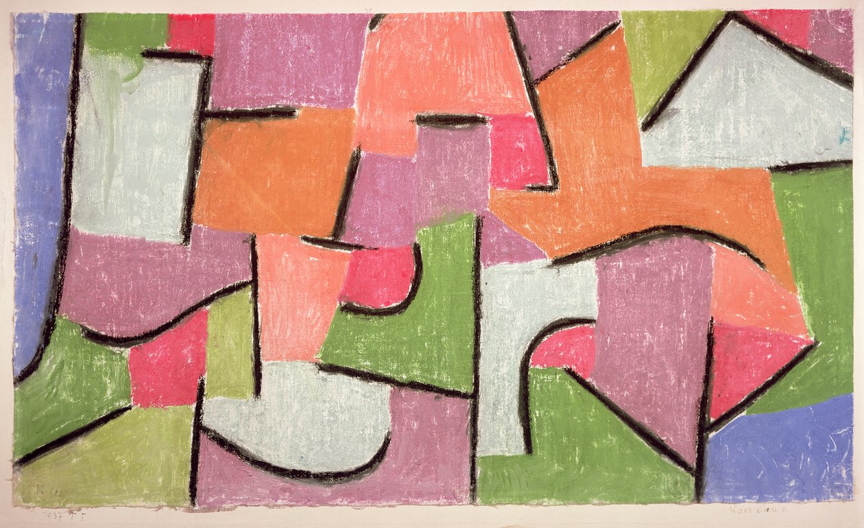 Overland (Uberland) 1937 (pastel na plátně) od Paul Klee