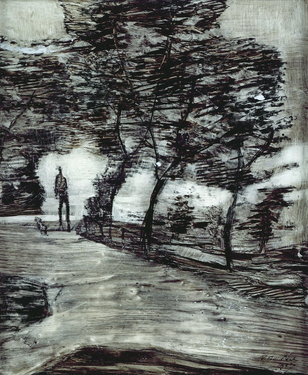 Park Path, s vysokým mužem a psem od Paul Klee