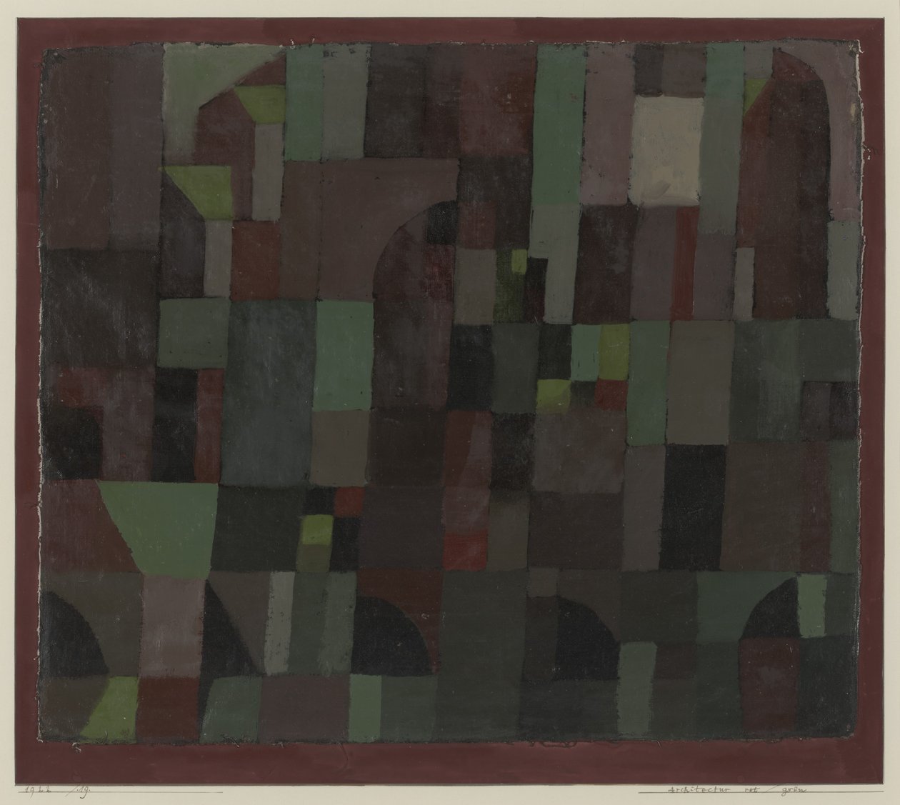 Červená/zelená architektura (gradace žlutá/fialová) od Paul Klee