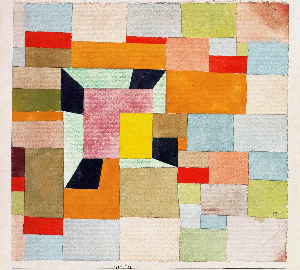 rozdělené barevné obdélníky; Rozdělit barevné čtverce od Paul Klee