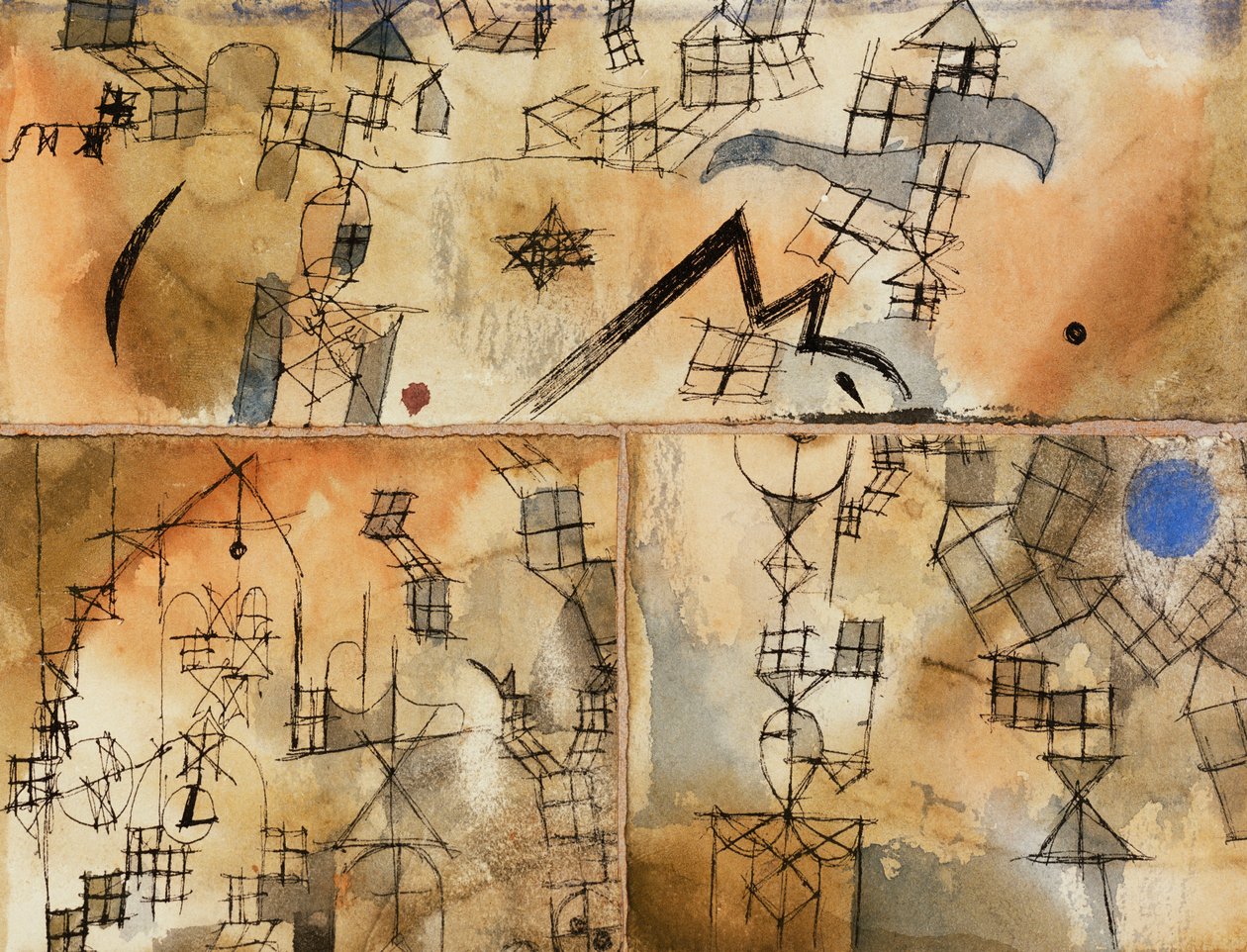 třídílná kompozice; Třídílná skladba od Paul Klee