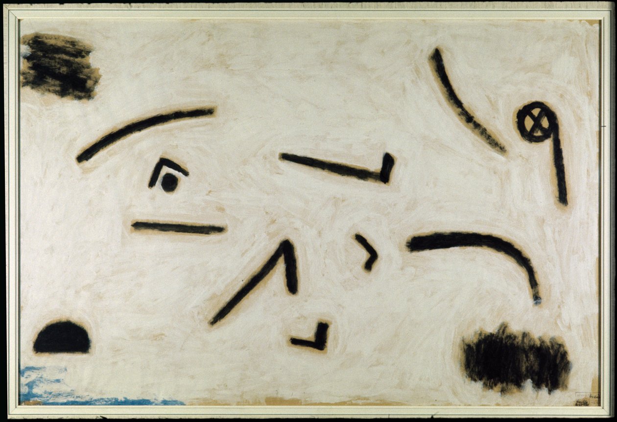 Bez názvu (znaky na černém pozadí), C.1940 (barva a lepidlo na papíře) od Paul Klee