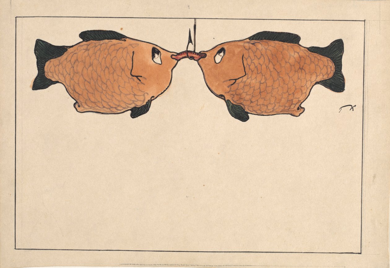 Bez názvu Dvě ryby, háček, červ, 1901. od Paul Klee