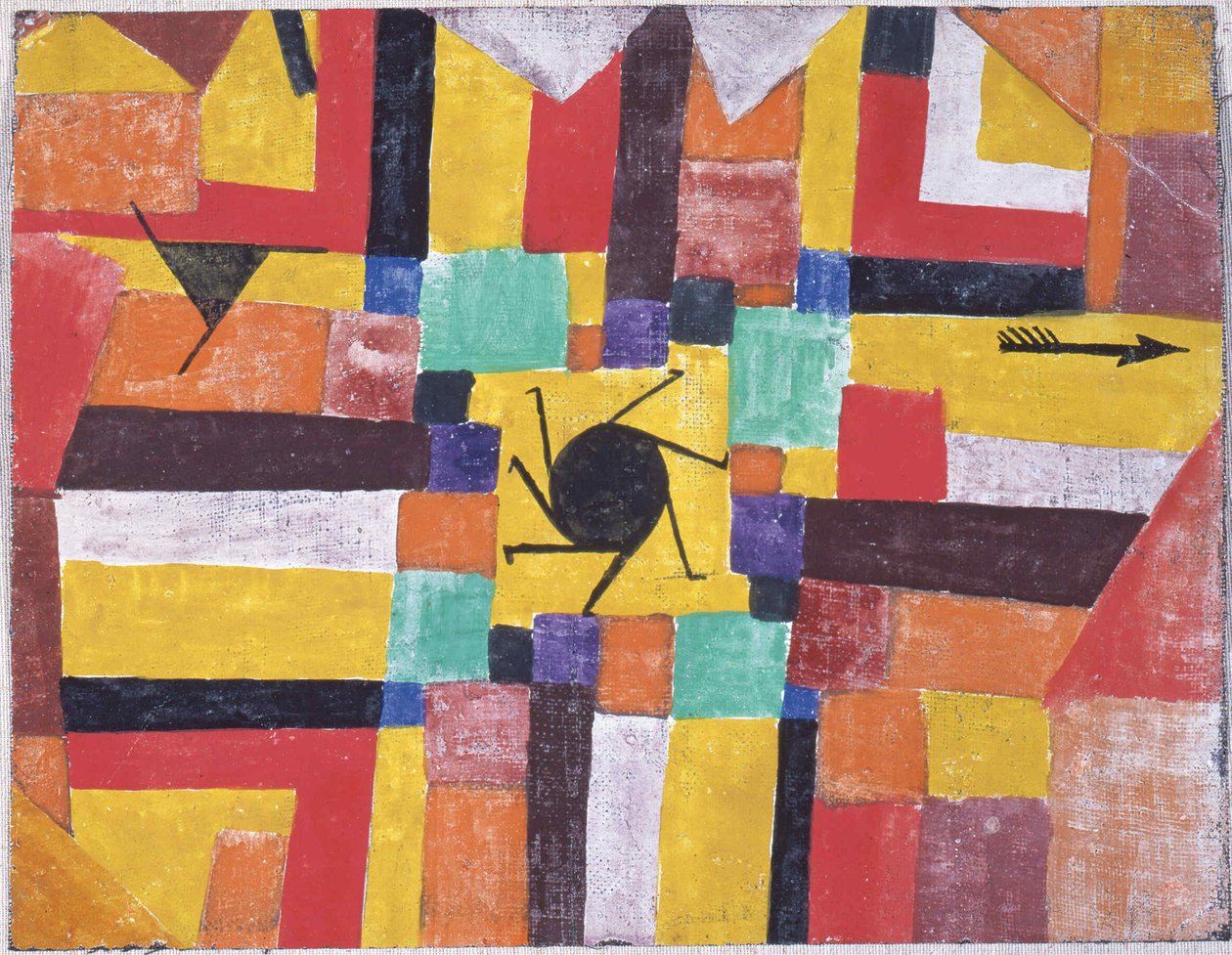 S rotujícím černým sluncem a šípem, 1919. od Paul Klee