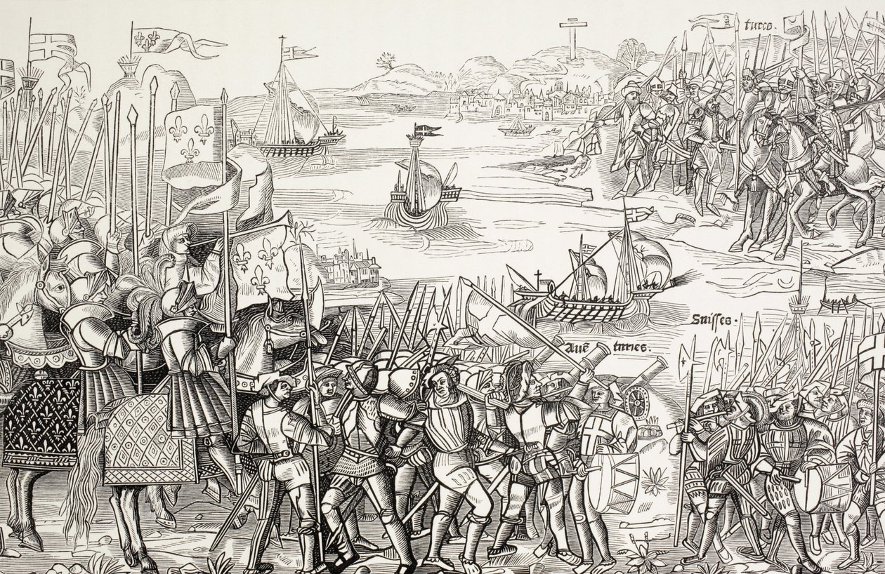 Vylodění křižáků v egyptské Damiettě v roce 1249 během sedmé křížové výpravy. od Paul Lacroix