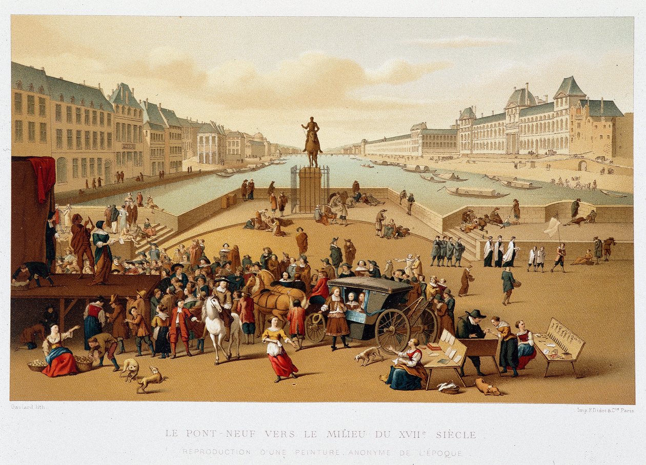 Le Pont Neuf k polovině 17. století, „“ 17. století – Instituce: zvyky a kostýmy, Francie 1590-1700“ Paul Lacroix od Paul Lacroix
