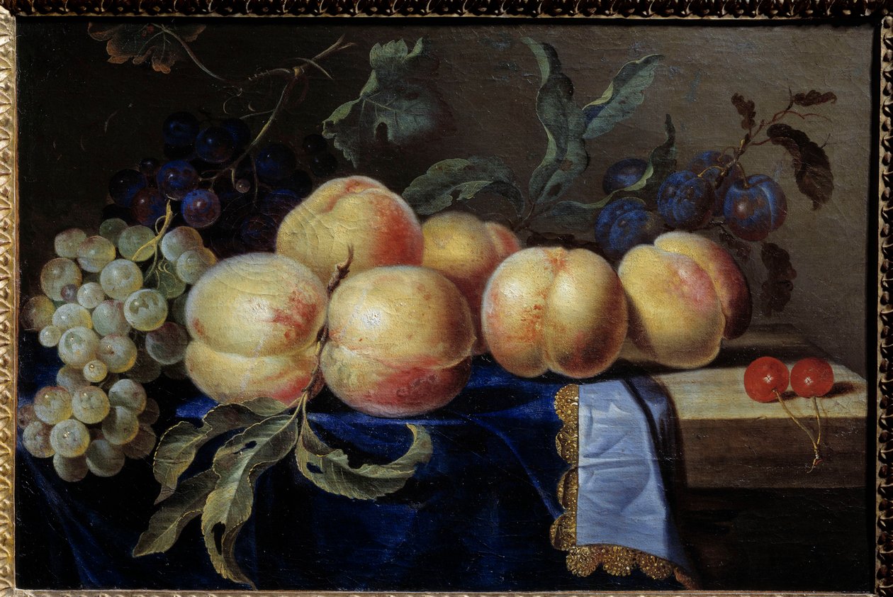 Zátiší, Pechesi. Obraz Paula Liegeoise (17. století) Sun. 0,31x0,47 m Rouen, musee des Beaux Arts od Paul Liegeois