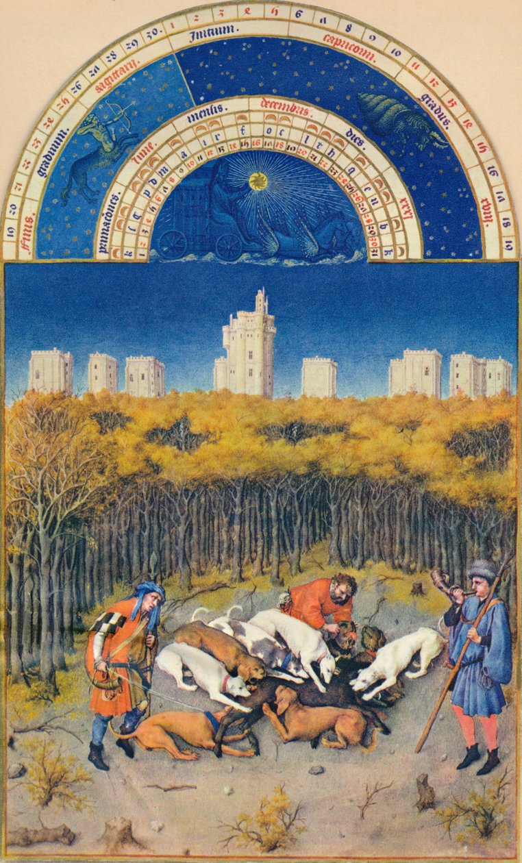 Prosinec - Château de Vincennes, 15. století, 1939. od Paul Limbourg