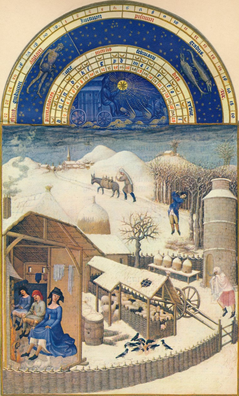 Únor - vesnice pod sněhem, 15. století, 1939. od Paul Limbourg