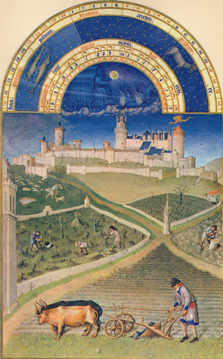 Březen - Château de Lusignan, 15. století, 1939 od Paul Limbourg