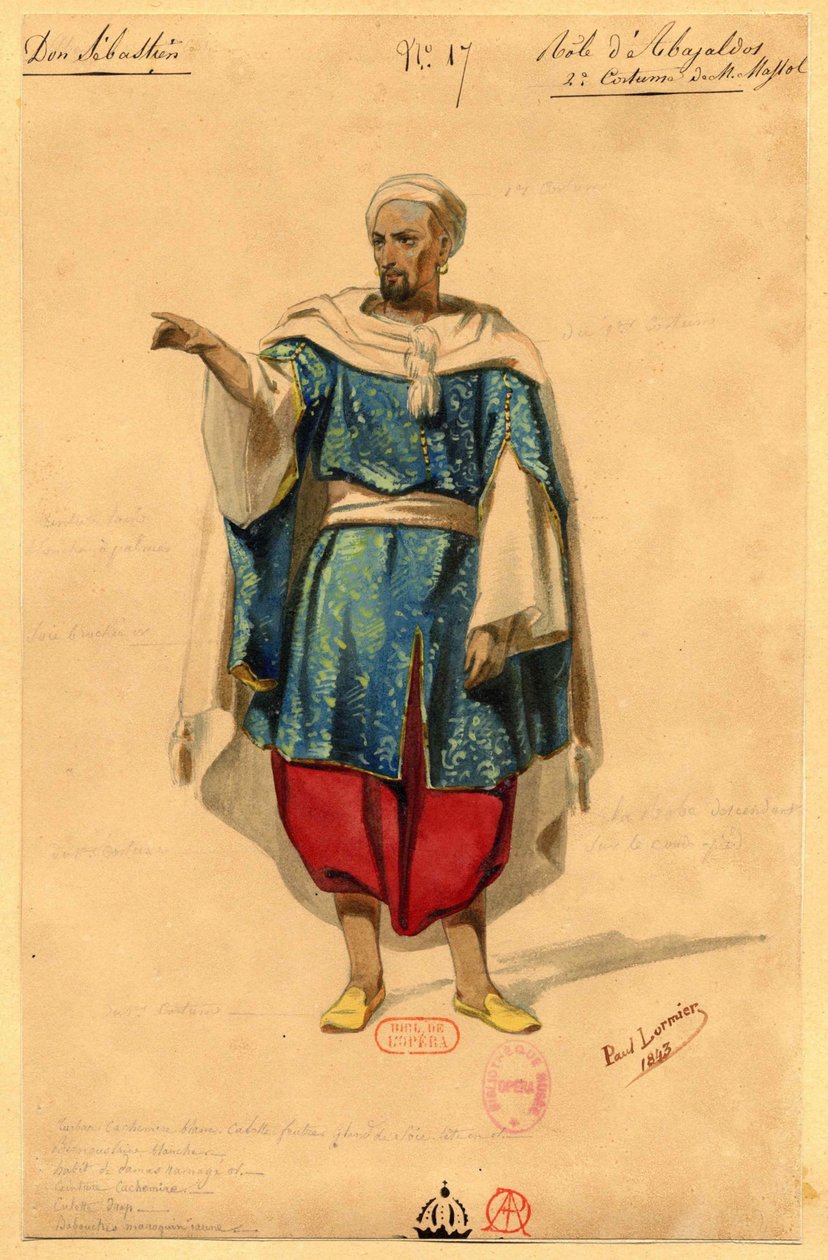 Abayaldos. Návrh kostýmů pro operu Dom Sébastien, Roi de Portugal, 1843. od Paul Lormier
