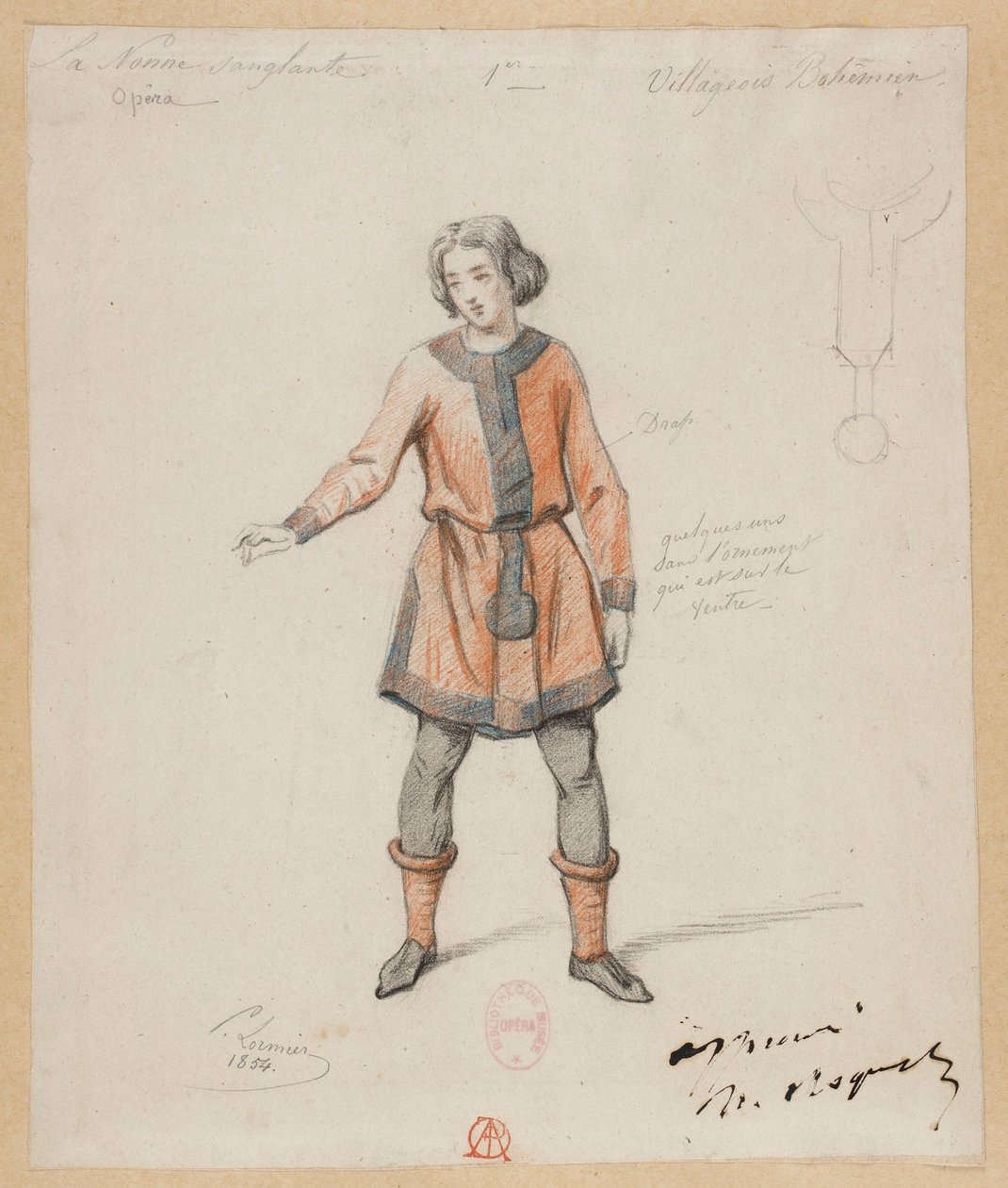 Gounod - Krvavá jeptiška - Čtyři kostýmní modely Paula Lormiera - 1. Český vesničan od Paul Lormier