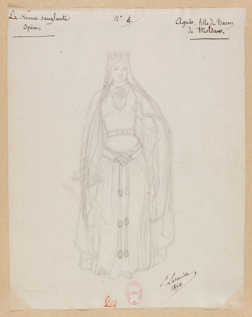 Gounod - Krvavá jeptiška - Čtyři kostýmní modely Paula Lormiera - 4. Agnes, dcera barona Moldawského od Paul Lormier