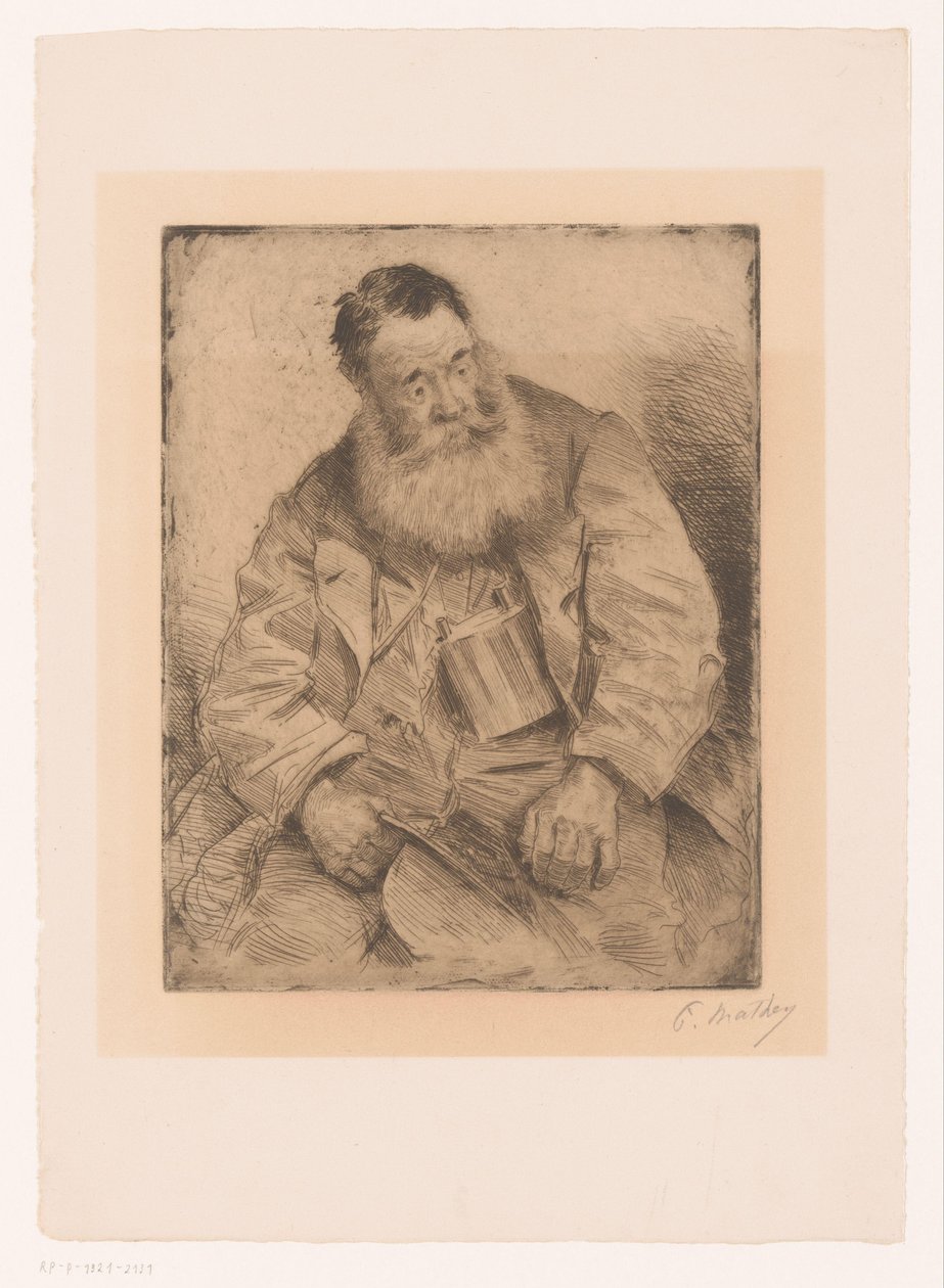 Portrét sedícího muže s plnovousem od Paul Mathey (signed by artist)