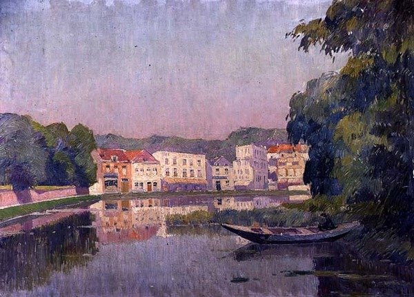 Osamělý rybář (olej na panelu) od Paul Mathieu