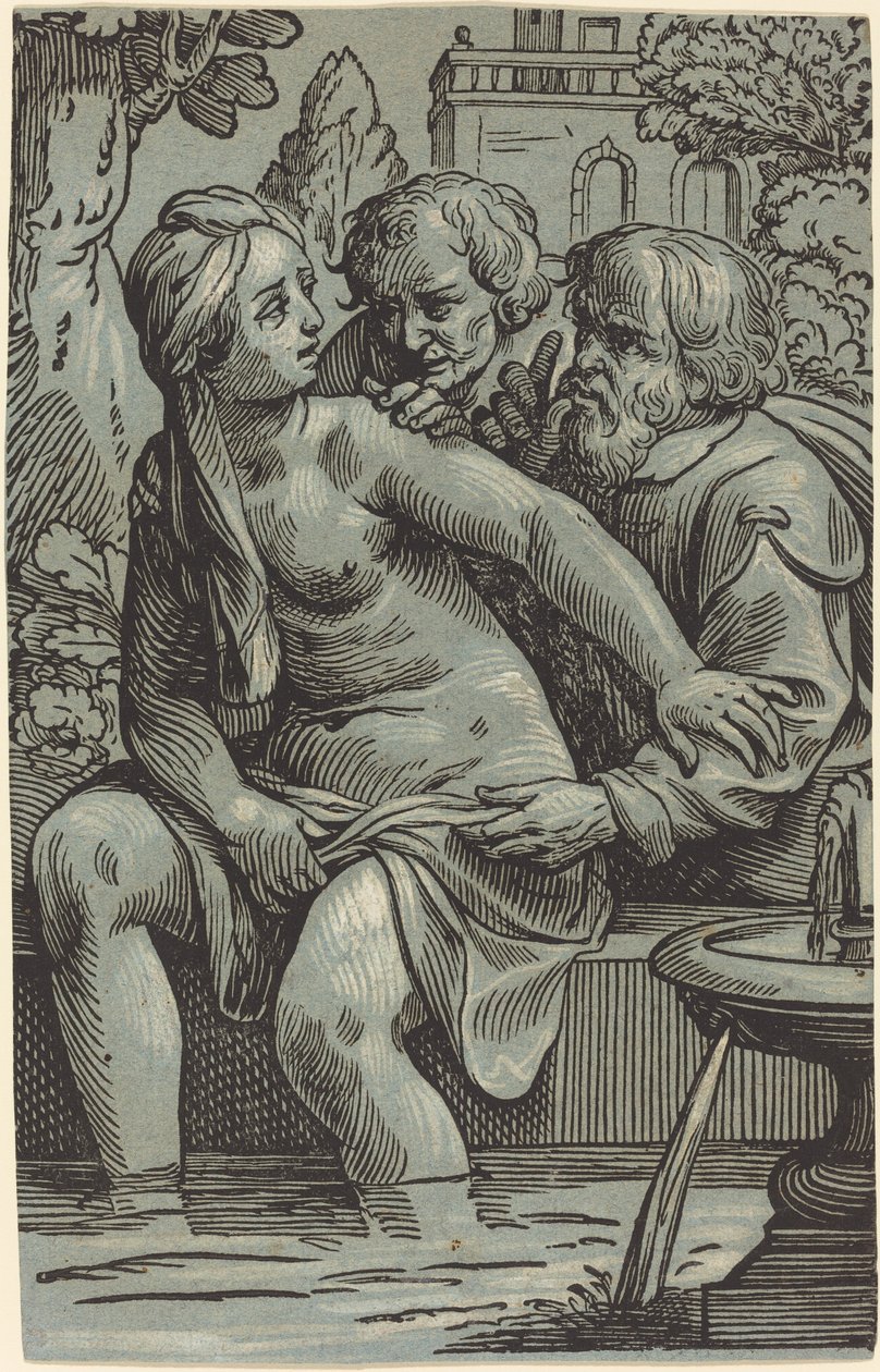 Susanna a starší od Paul Maupin, after Jacques Stella