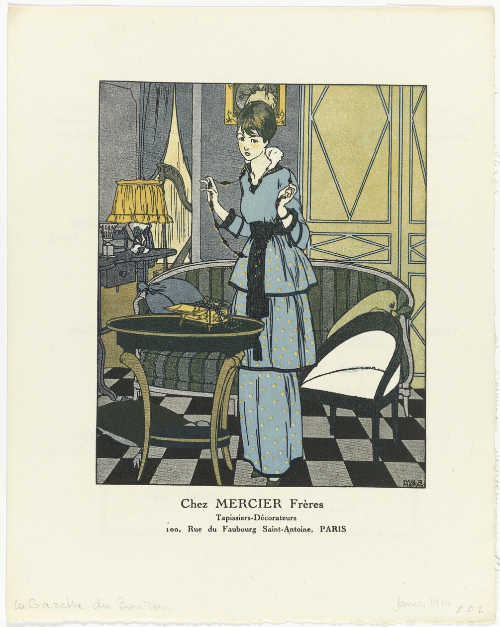 Gazette du Bon Ton, 1914 - č. 1: Chez MERCIER Frères / Čalouníci - dekoratéři (název na předmětu) od Paul Méras