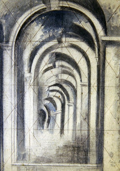 Oblouky (studie), čtvercový pro přenos od Paul Nash