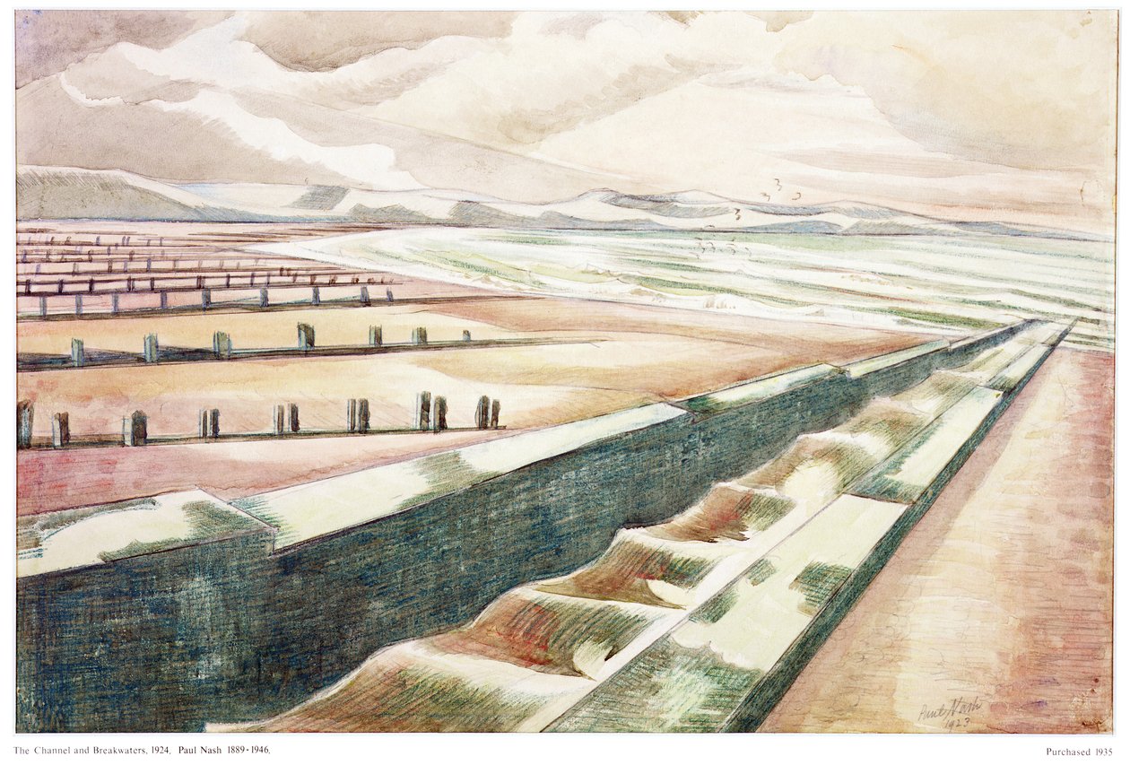 Kanál a vlnolam od Paul Nash