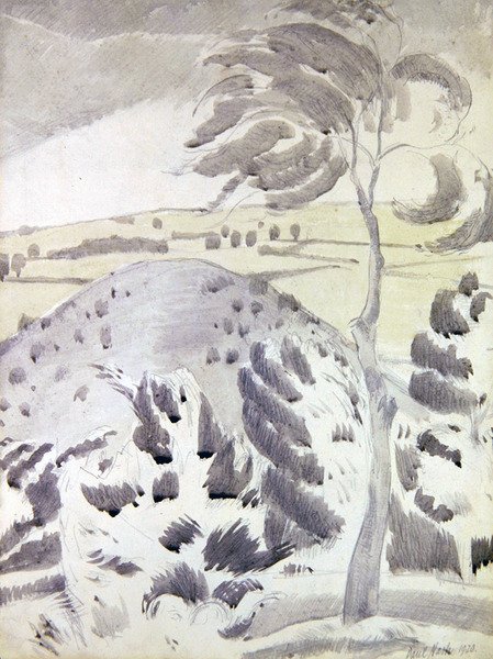 Kopec a strom od Paul Nash