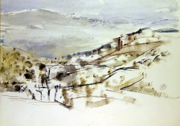 Landscape Emerging, č. 3 (akvarel a křída na papíře) od Paul Nash