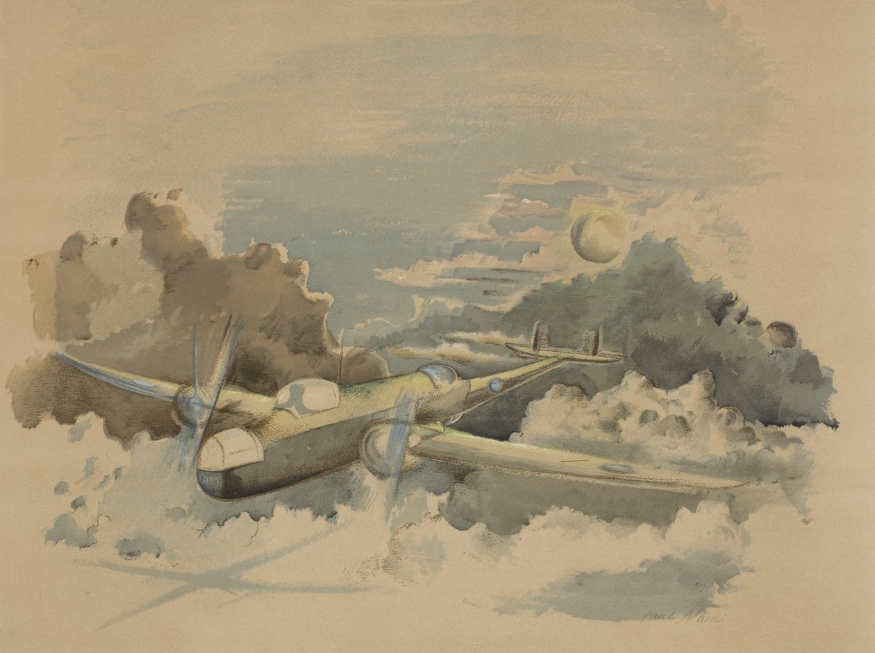 Cesta za měsíčního svitu, Hampden letící nad mraky od Paul Nash