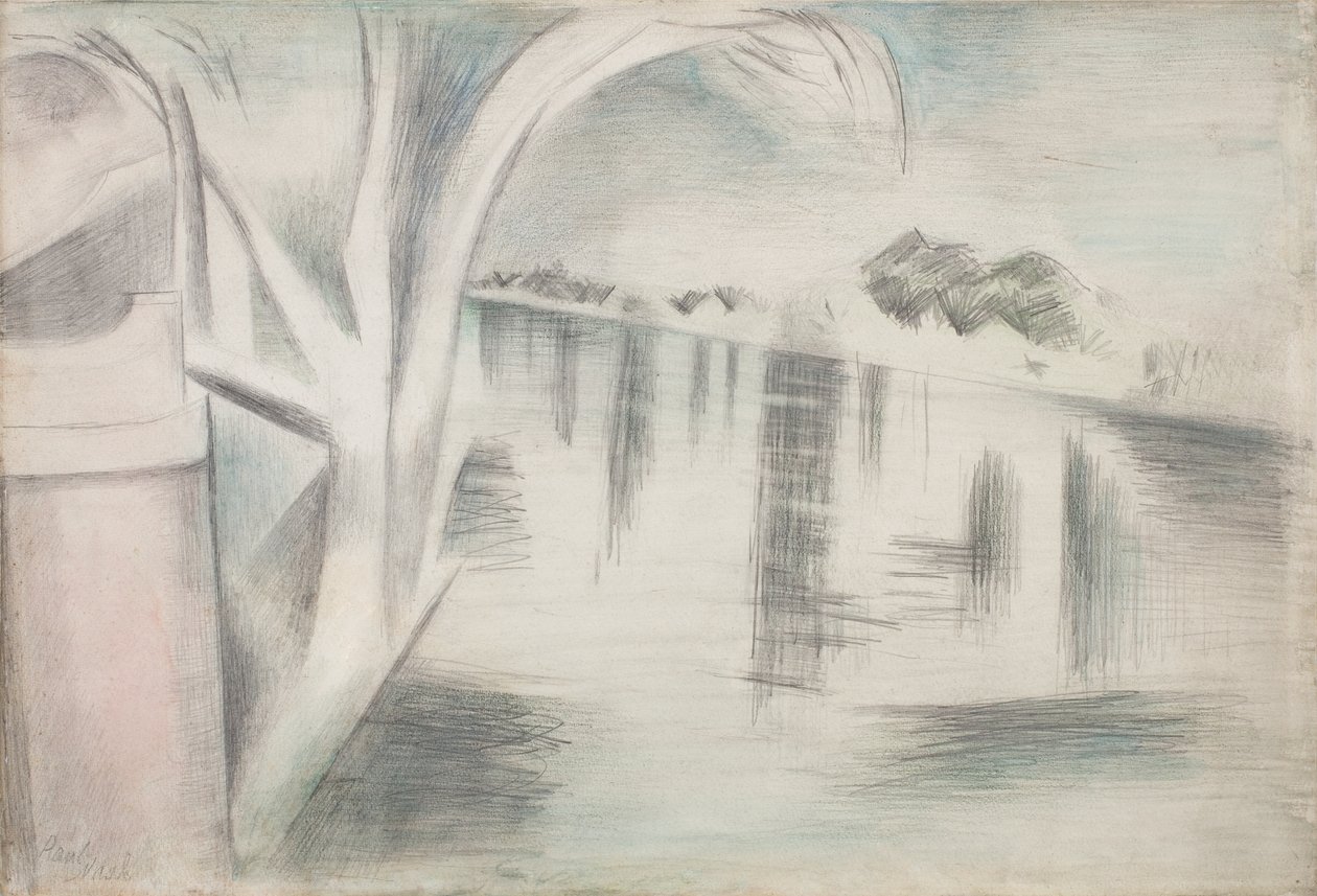 Řeka a stromy od Paul Nash