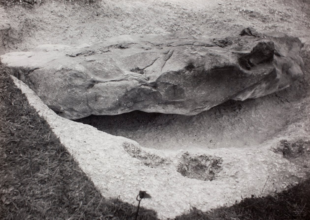 Skála zapuštěná v trávě od Paul Nash