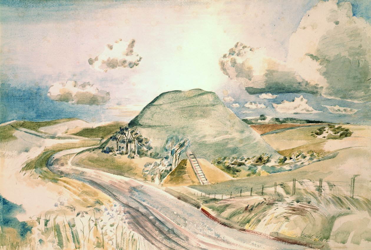 Silbury Hill (akvarel na papíře) od Paul Nash