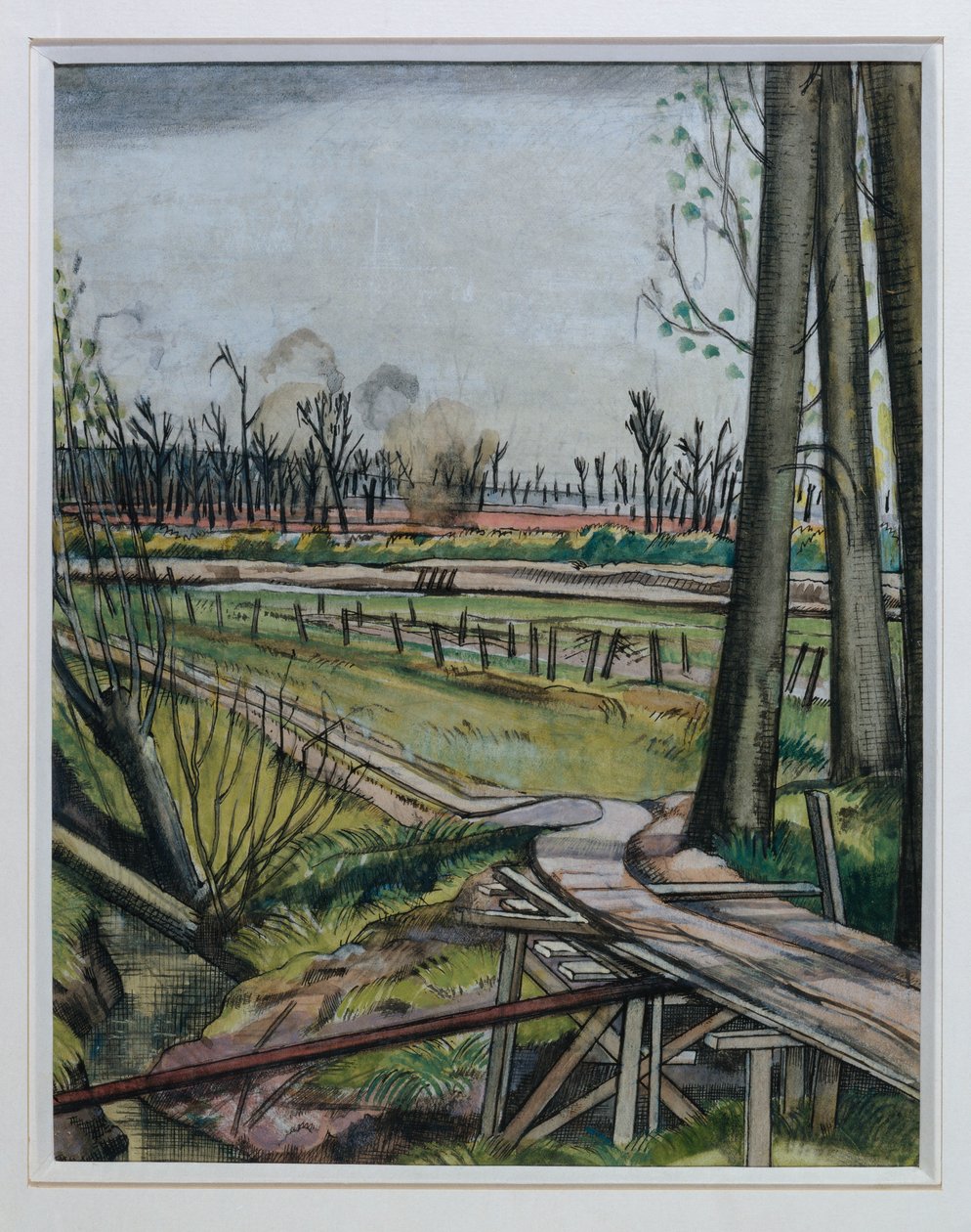 The Ridge, Wytschaete (akvarel, pero a černý inkoust a barevná křída) od Paul Nash