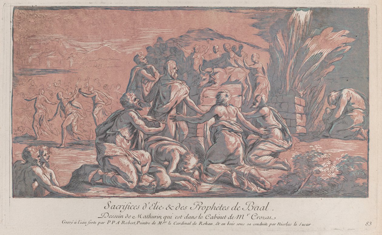 Eliáš vyzývající proroka k oběti, ca. 1729, ca. 1729. od Paul Ponce Antoine Robert