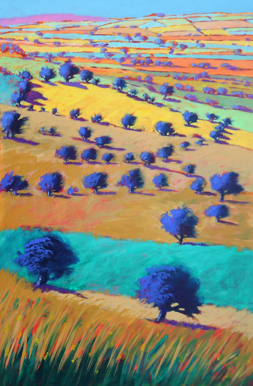 Cotswolds Towards Bredon, 2021 (akryl na desce) od Paul Powis