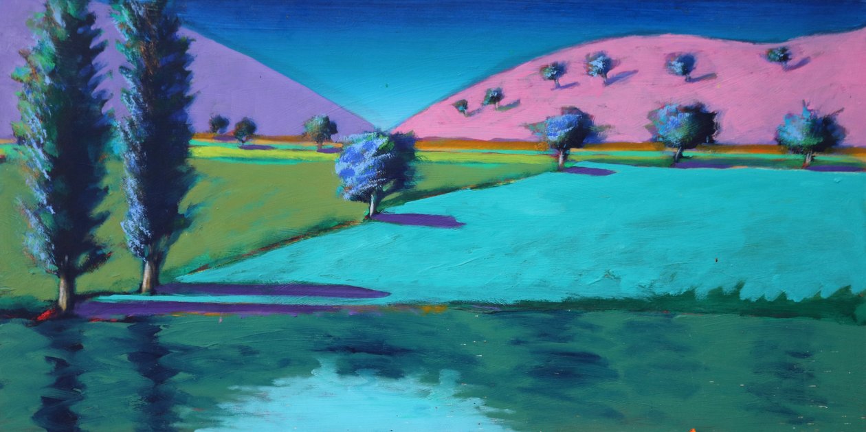 Jezero Castlemorton, 2021 (akryl na desce) od Paul Powis