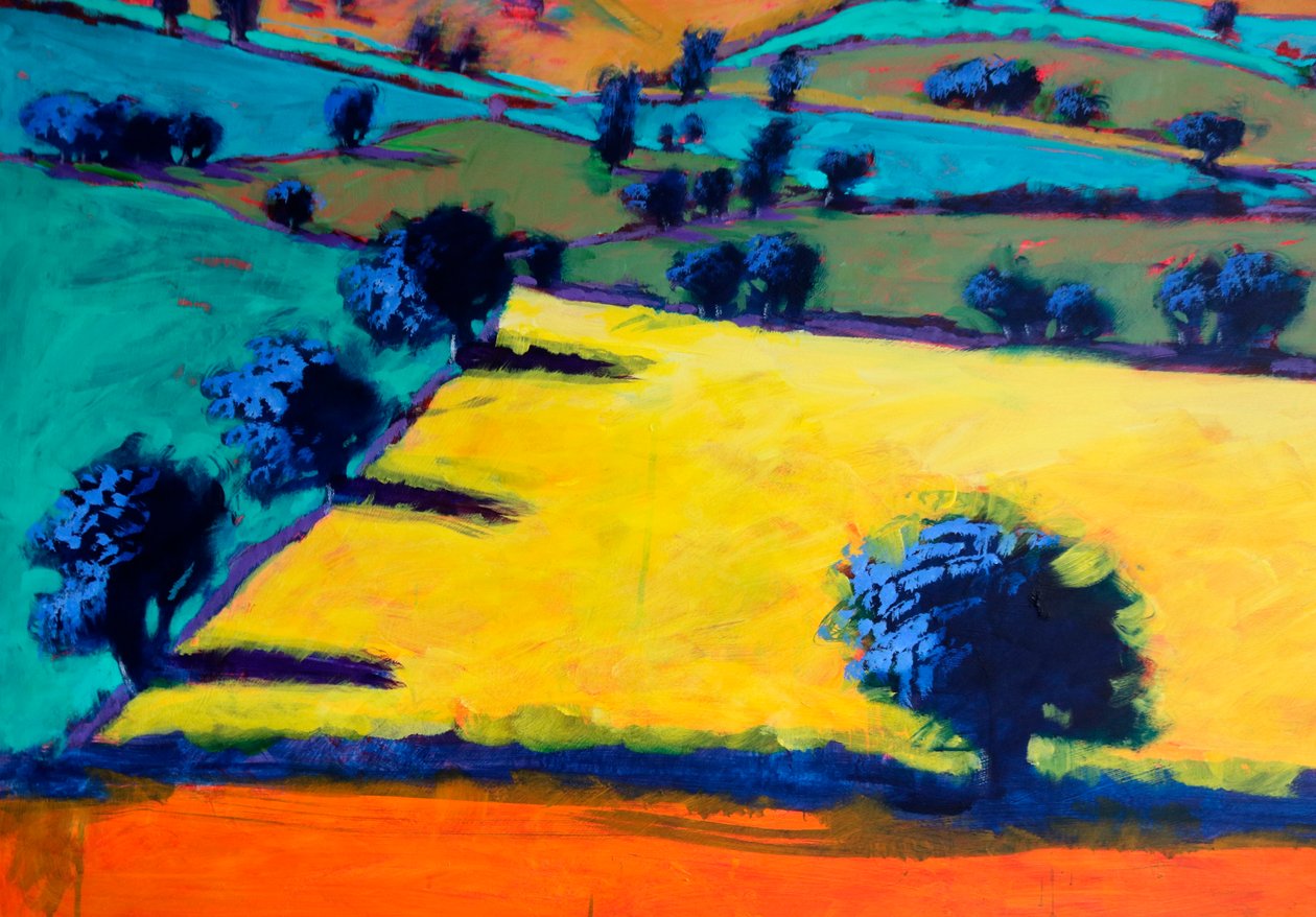 North Hill #2 (detail), 2024 (akryl na desce) od Paul Powis