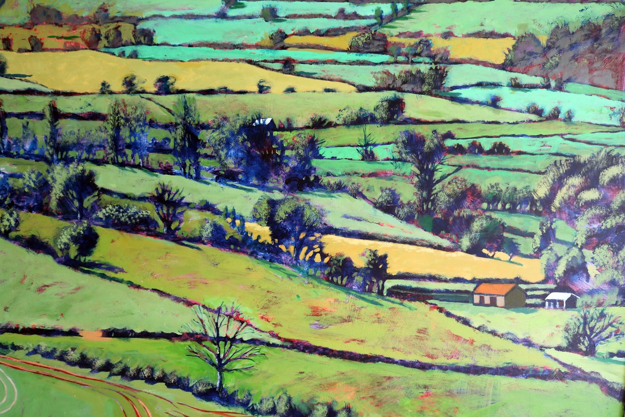 Pentre close up 1, 2019 (akryl na palubě) od Paul Powis