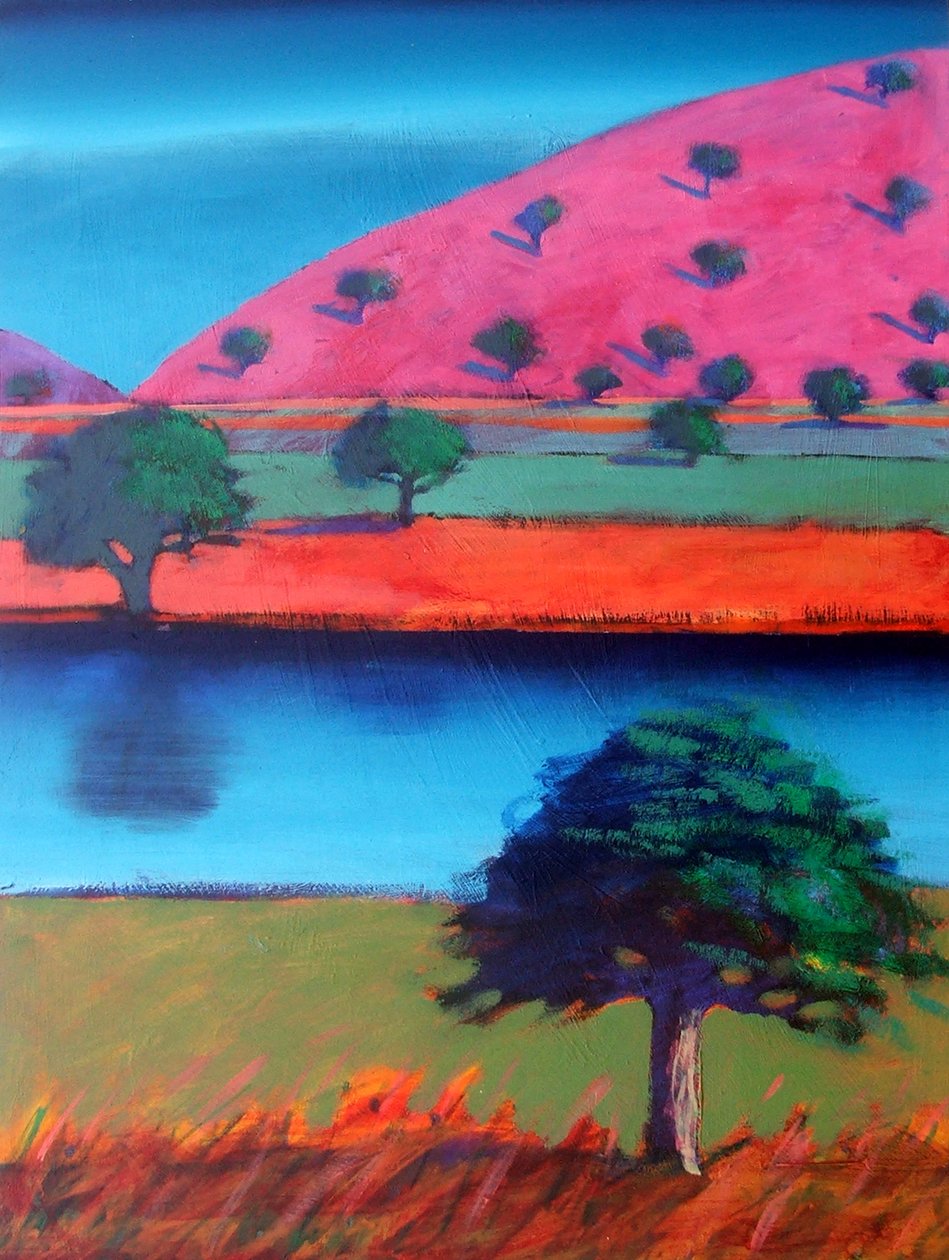 Pink Hill 2 (akryl na kartě) od Paul Powis