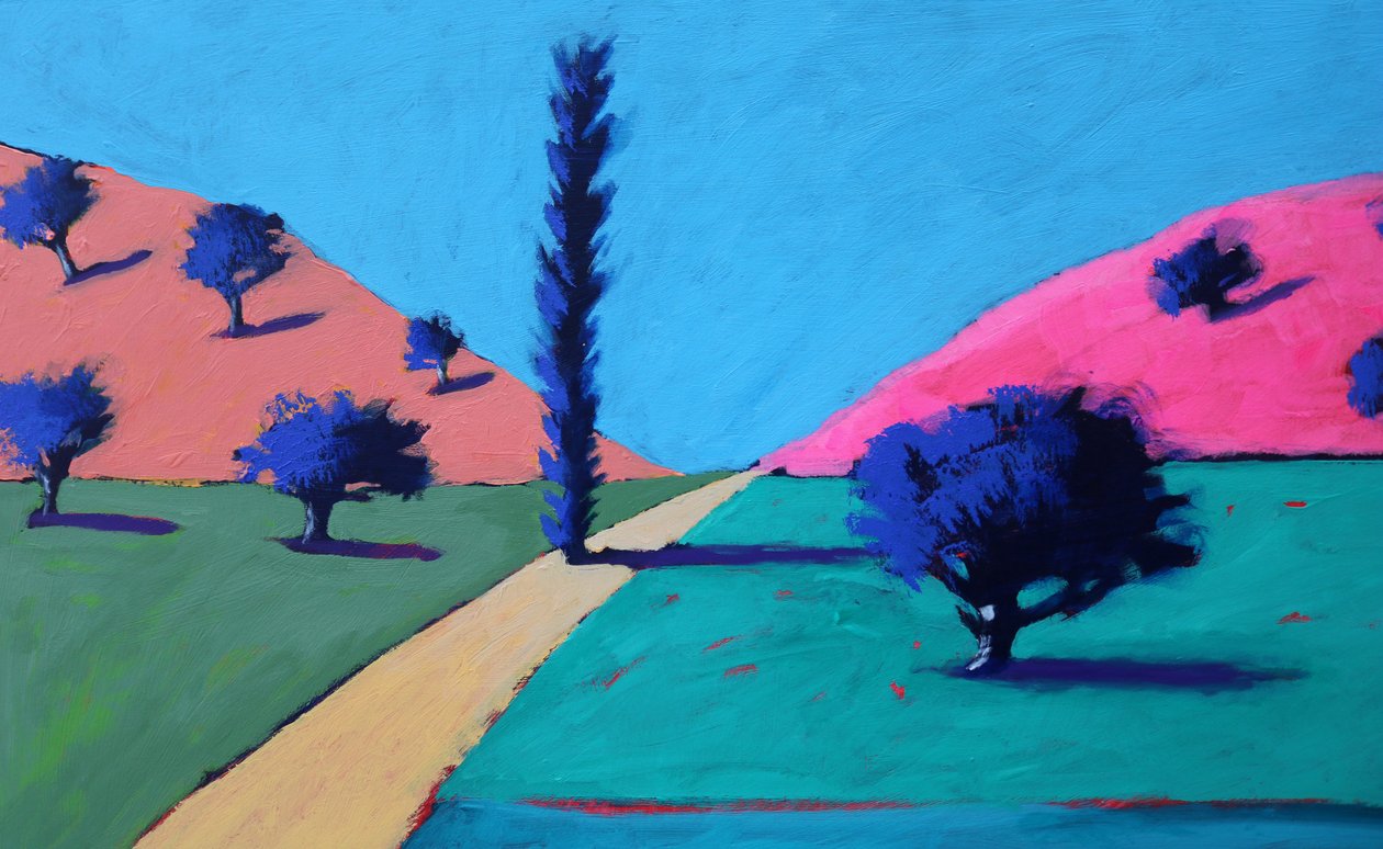 Pink Hills #2, 2022 (akryl na desce) od Paul Powis