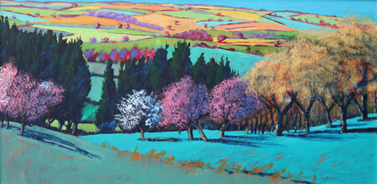 Teme Valley April (akryl na palubě) od Paul Powis