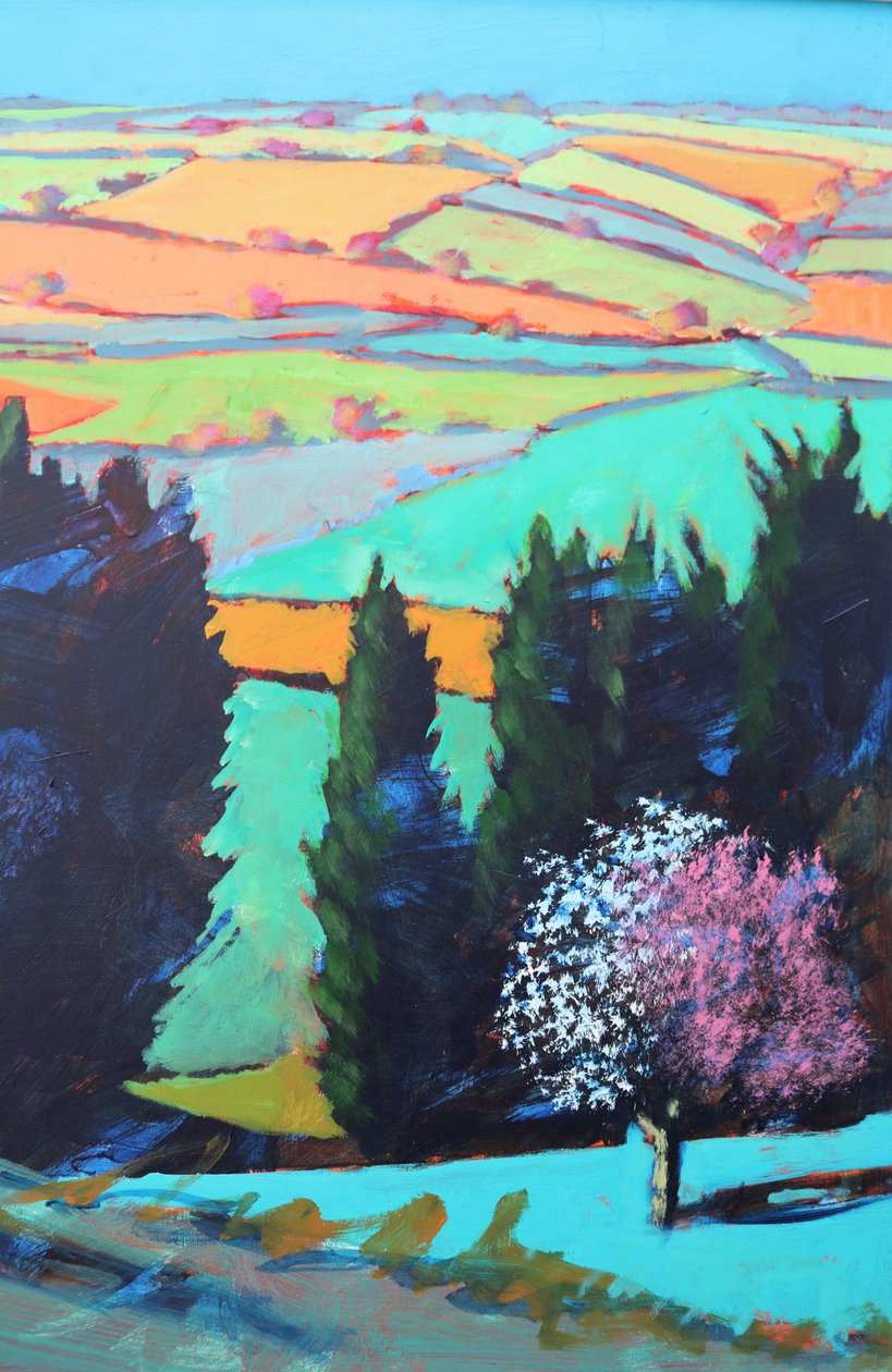 Detail květu údolí Teme (akryl na palubě) od Paul Powis