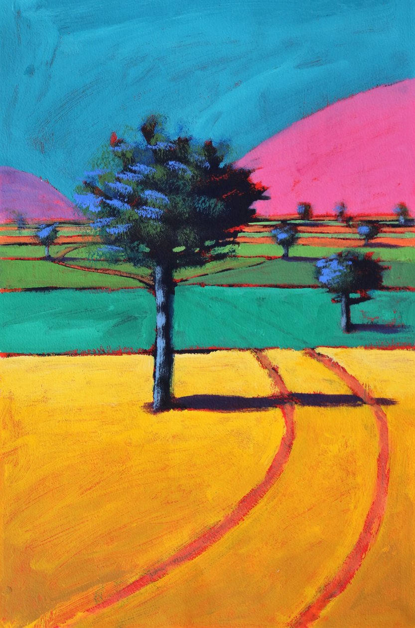 Towards Castlemorton, 2021 (akryl na papíře) od Paul Powis